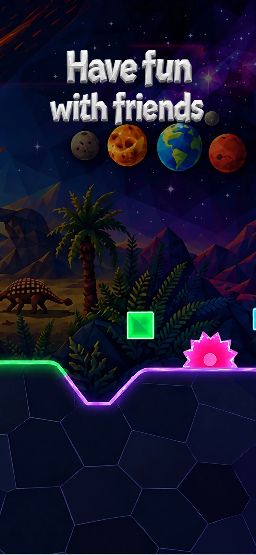 Have fun with friends in Dashmio's neon universe